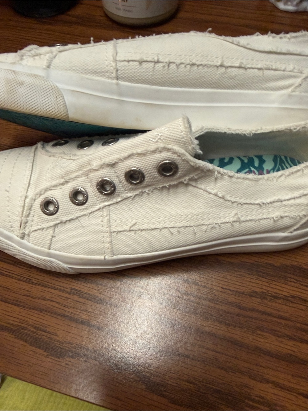 Blowfish White Slip-On Canvas Sneakers with Colorful Zebra Insole - Picture 5 of 6